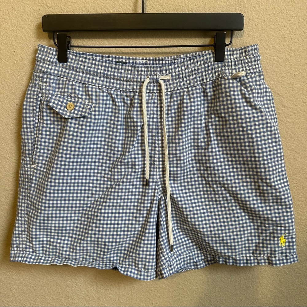 Polo Ralph Lauren Men’s Blue Gingham Swim Trunks